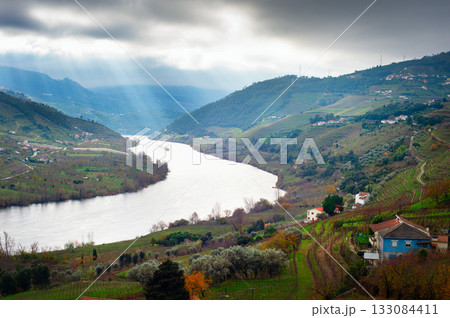Douro river valley  cloudy. Portugal 133084411