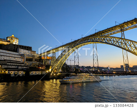 tram skyline Douro bridge Porto tram skyline Douro bridge Porto 133084428