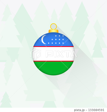 Uzbekistan National Flag Christmas Decoration. Uzbekistan National Flag Christmas Decoration. 133084591