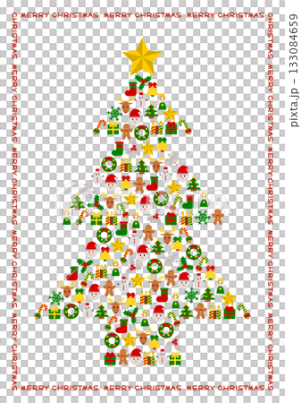 聖誕節圖示圖案 聖誕樹插圖 紅色字母邊框 133084659