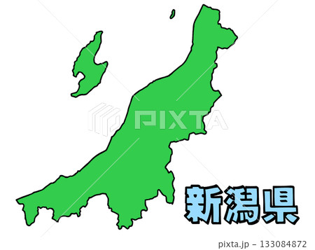 少しゆるい新潟県地図 書き文字 シンプル 133084872