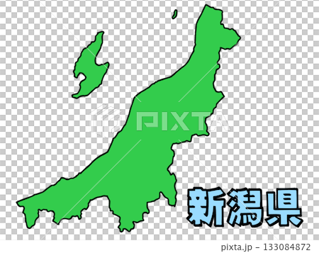 少しゆるい新潟県地図 書き文字 シンプル 133084872