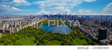 Manhattan Central Park and aerial skyline from helicopter during summer season in New York City, USA. Manhattan Central Park and aerial skyline from helicopter during summer season in New York City, USA. 133085005