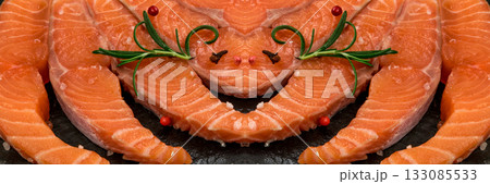 Natural Atlantic Norwegian Salmon Fillet Texture or Pattern 133085533
