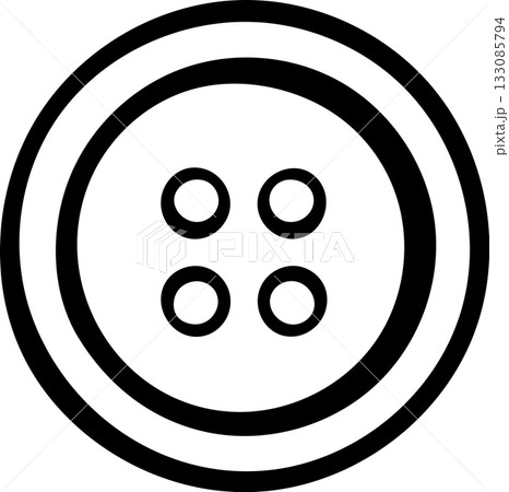 Sketch style round button for sewing and embroidery in simple black and white line art. Notion icon drawn as a doodle, minimalist illustration for tailoring and craft supplies 133085794