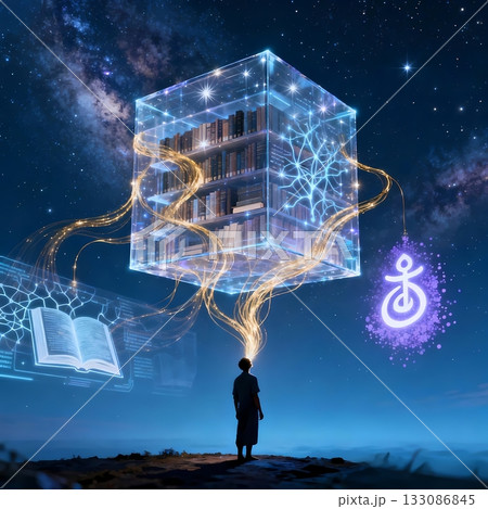 アカシックレコードと繋がる人を描いたイラスト 133086845