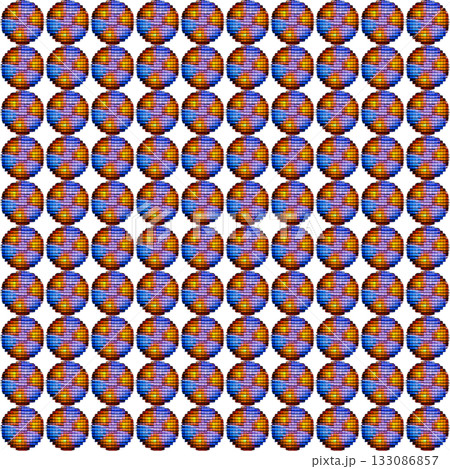 レトロなポップサークルのシームレスなピクセルアートパターン(8ビット、ドットアート、透明PNG) レトロなポップサークルのシームレスなピクセルアートパターン(8ビット、ドットアート、透明PNG) 133086857