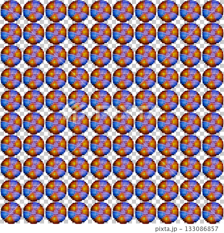 レトロなポップサークルのシームレスなピクセルアートパターン(8ビット、ドットアート、透明PNG) レトロなポップサークルのシームレスなピクセルアートパターン(8ビット、ドットアート、透明PNG) 133086857