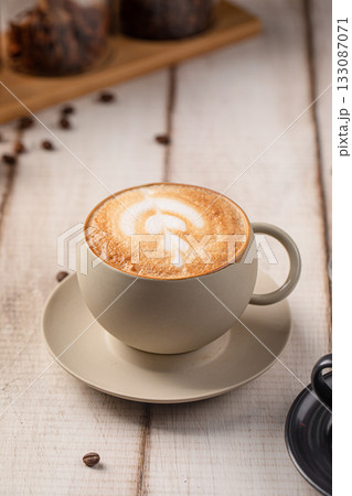 Latte coffee with foam art 133087071