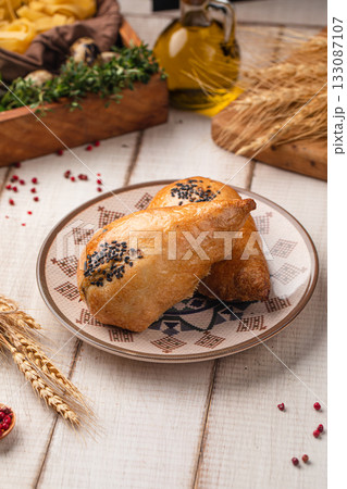 Traditional baked samsa pastry Traditional baked samsa pastry 133087107