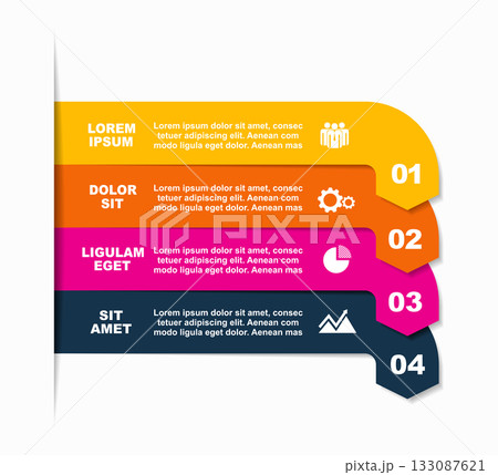 Infographic with sections, icons, and placeholder text for business, workflow, or presentation purposes. Vector illustration. Infographic with sections, icons, and placeholder text for business, workflow, or presentation purposes. Vector illustration. 133087621