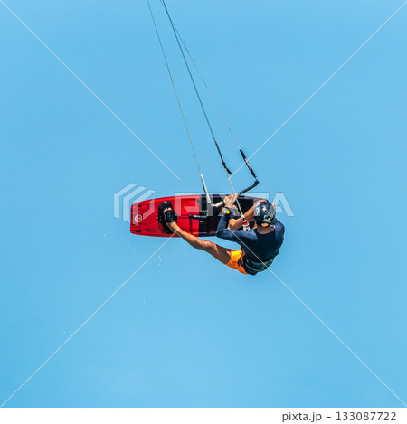 Kite surfing at Barra Grande beach on the coast of Piaui, northe Kite surfing at Barra Grande beach on the coast of Piaui, northe 133087722