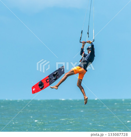 Kite surfing at Barra Grande beach on the coast of Piaui, northe Kite surfing at Barra Grande beach on the coast of Piaui, northe 133087728