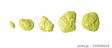 Green mojo verde sauce smear, dressing splatter drip, Canary Islands food Green mojo verde sauce smear, dressing splatter drip, Canary Islands food 133088029