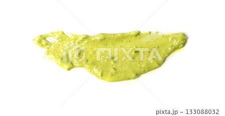 Green mojo verde sauce smear, dressing splatter drip, Canary Islands food 133088032