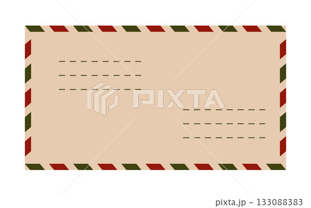 Christmas and New Year envelope template illustration. Festive vintage air mail design with red and green stripes. Holiday postal letter for greeting, message, correspondence, or gift mail 133088383