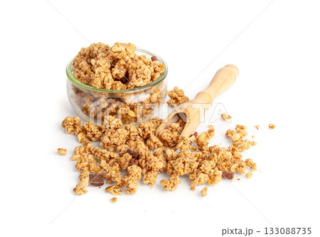 Granola, Muesli Breakfast, Crunchy Cereal Breakfast, Oatmeal Muesli with Seeds and Grains, Healthy Diet 133088735