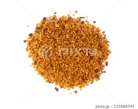 Navrattan namkeen mixture. Indian nimko snack, spicy and sweet farsaan Navrattan namkeen mixture. Indian nimko snack, spicy and sweet farsaan 133088743