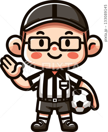 メガネをかけたサッカーの審判のイラスト メガネをかけたサッカーの審判のイラスト 133089145