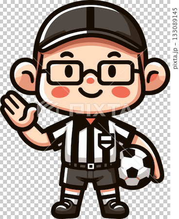 メガネをかけたサッカーの審判のイラスト メガネをかけたサッカーの審判のイラスト 133089145