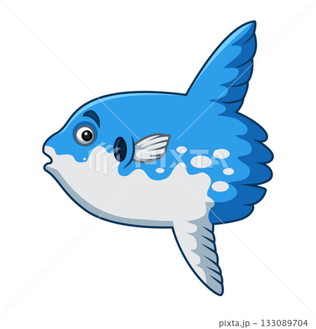Cartoon mola mola fish isolated on white background 133089704