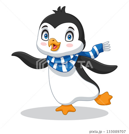 cartoon little penguin wearing a scarf cartoon little penguin wearing a scarf 133089707
