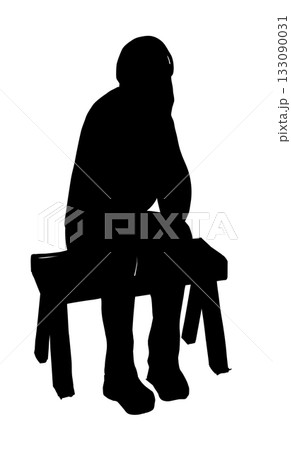 Vector drawing. Old sad man Vector drawing. Old sad man 133090031