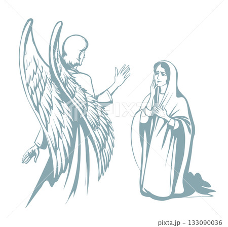 Vector illustration. The Angel Annunciation to Mary. 133090036