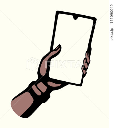 Vector illustration of a hand holding a mobile phone. 133090049