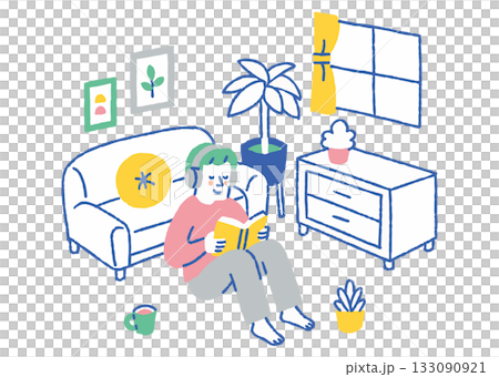 自宅で自分時間を楽しむ男性_色 133090921