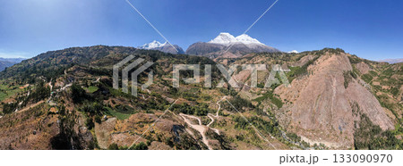 Aerial view of the Nevado de Huascaran in the Ancash region. Aerial view of the Nevado de Huascaran in the Ancash region. 133090970