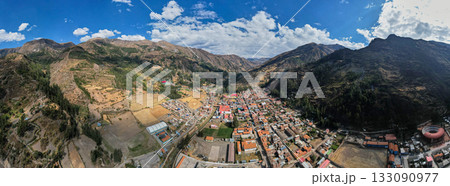 Aerial view of the town of Chavin de Huantar, Ancash Aerial view of the town of Chavin de Huantar, Ancash 133090977