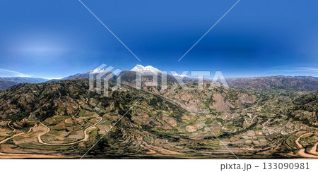 Aerial view of the Nevado de Huascaran in the Ancash region. 133090981