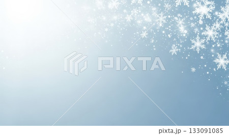 輝く雪の結晶が舞う冬の抽象的ライトブルー背景イラスト 輝く雪の結晶が舞う冬の抽象的ライトブルー背景イラスト 133091085