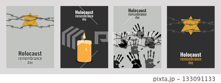 Holocaust Remember Day Honor Legacy Past Fairness. Set artboard. Symbolizes memory justice and history. For web design and educational projects. Vector illustration. Holocaust Remember Day Honor Legacy Past Fairness. Set artboard. Symbolizes memory justice and history. For web design and educational projects. Vector illustration. 133091133