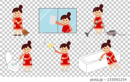 掃除をする女性 セット 掃除をする女性 セット 133091254