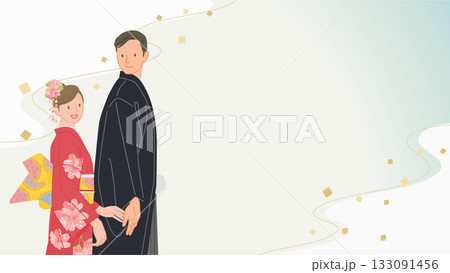 和装カップル(横構図) 和装カップル(横構図) 133091456
