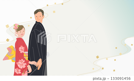 和装カップル(横構図) 和装カップル(横構図) 133091456