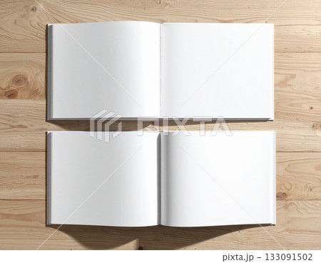 見開きの白紙の本, AI生成画像 133091502