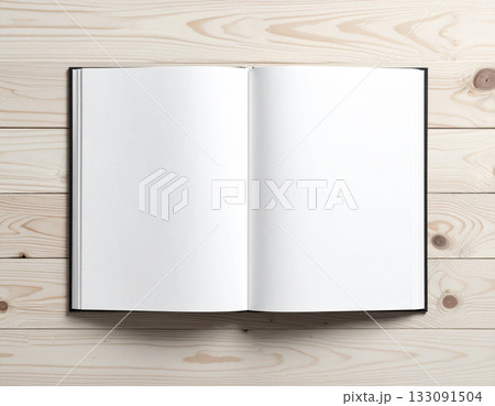 見開きの白紙の本, AI生成画像 133091504