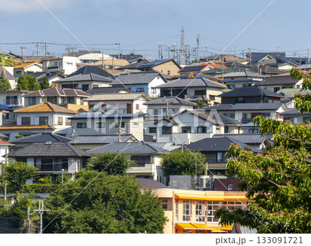 斜面に建ち並ぶ住宅街 133091721