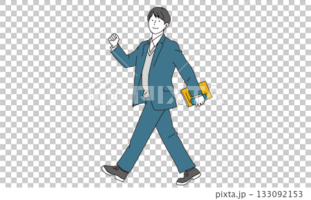 Illustration material of a male high school student walking with a smile 133092153