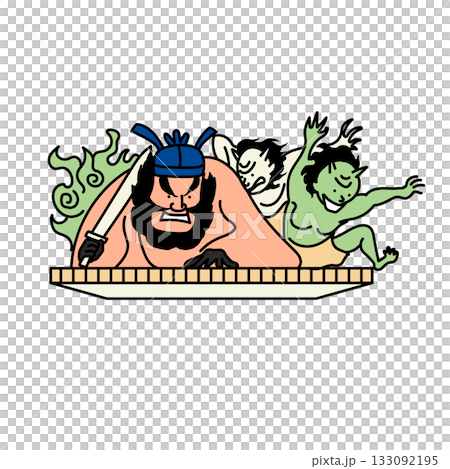 庫存插圖:一幅雄偉的向量插圖,描繪了睡魔祭中的閻魔王。 庫存插圖:一幅雄偉的向量插圖,描繪了睡魔祭中的閻魔王。 133092195