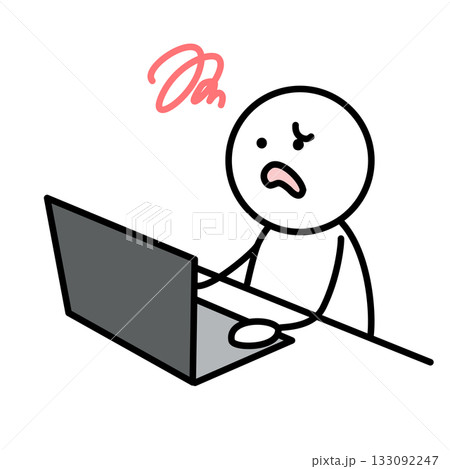 パソコン作業でトラブルに悩む棒人間 パソコン作業でトラブルに悩む棒人間 133092247