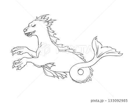 くじら座の怪獣の線画イラスト くじら座の怪獣の線画イラスト 133092985