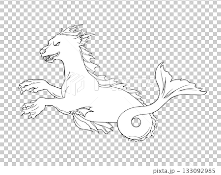 鯨魚座怪獸的線條描插圖 鯨魚座怪獸的線條描插圖 133092985