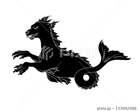 くじら座の怪獣の白黒イラスト(白フチあり) くじら座の怪獣の白黒イラスト(白フチあり) 133092986