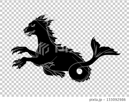 鯨魚座怪獸的黑白插圖(有白色邊框) 鯨魚座怪獸的黑白插圖(有白色邊框) 133092986