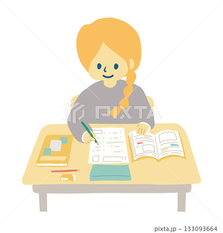 勉強をする金髪の女の子 133093664