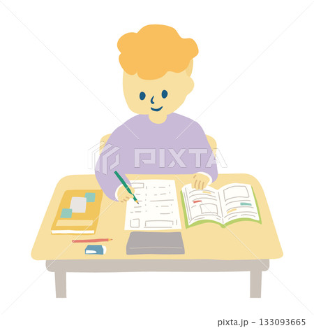 勉強をする金髪の男の子 勉強をする金髪の男の子 133093665